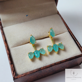 Aqua Chalcedony Ear Jacket, 925 Sterling Silver Earring, Gemstone Ear Jackets, Dainty Ear Jacket, Minimalist Earring, Designer Earring, Gift